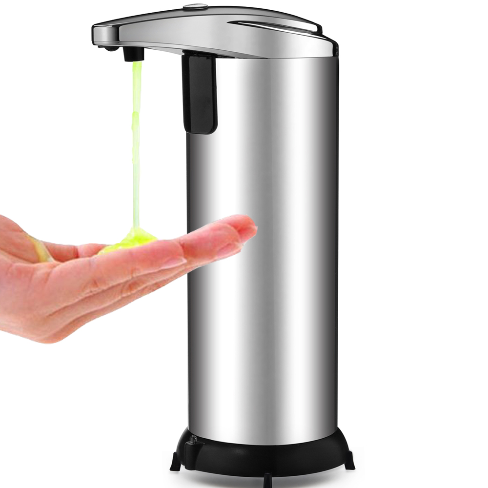 FANTIC Stainless Steel Handfree Sensor Touch-less Auto Soap Dispenser with Waterproof Base 280 ML,Stainless-Silver 