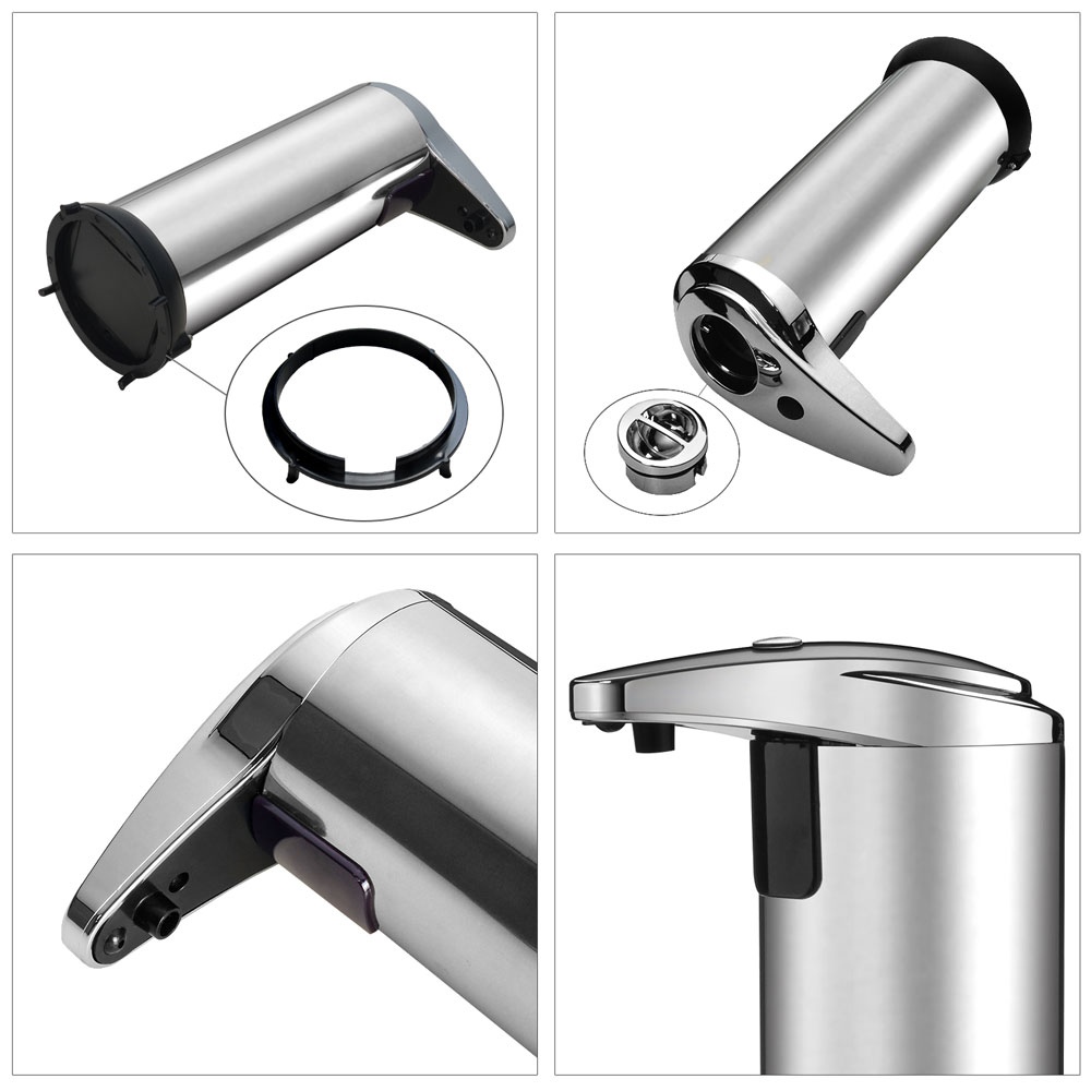 Automatic Touchless Soap Dispenser No Touch Liquid Sensor Stainless Steel Dispenser w/ Base 250ml