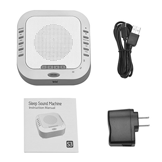 HK White Noise Machine, Sleep Sound Machine, Sound Therapy Machine with Bedside Light and Natural Sound, 3 Timers