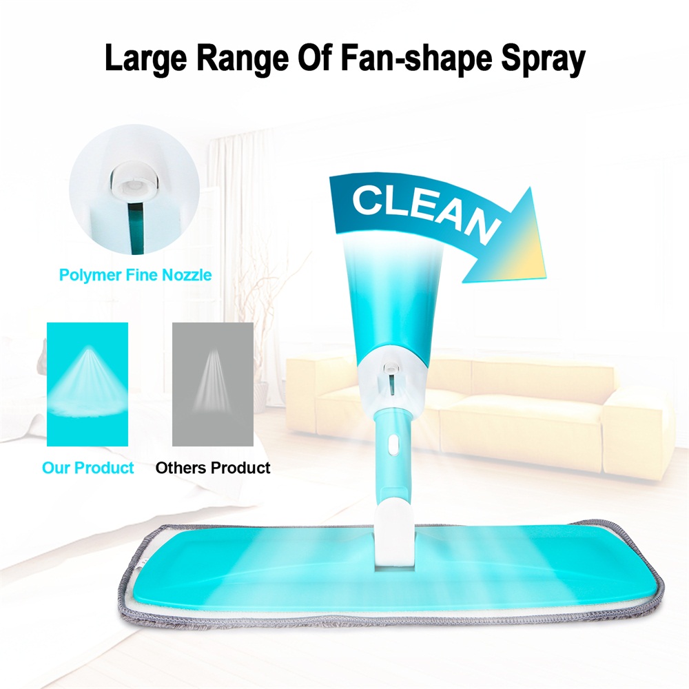 HK 360Degree Microfiber Floor Spray Mop Cleaner Starter Kit w/ Integrated Spray & Refillable 25oz Bottle & Reusable Pad