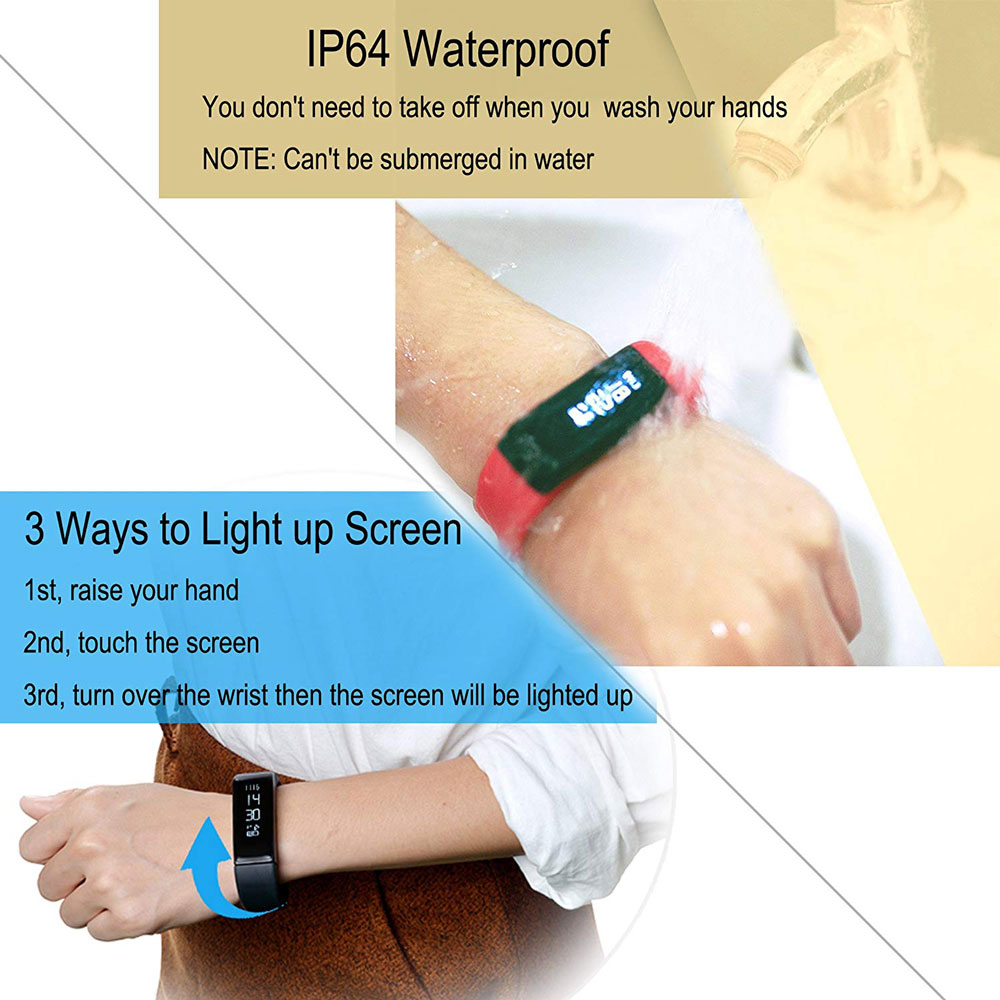 HK Waterproof Bluetooth Fitness Tracker Bracelet Smart Wrist Watch Band for iphone Android w/ Touch Screen 