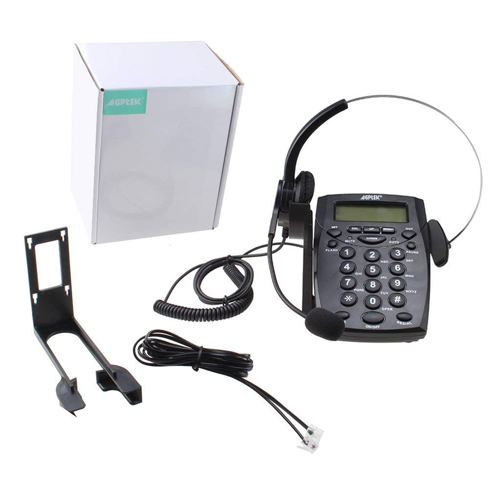 Business/Call center Telephone with Headset (Voice Recorder Port Available & Connect to the PC to Record)