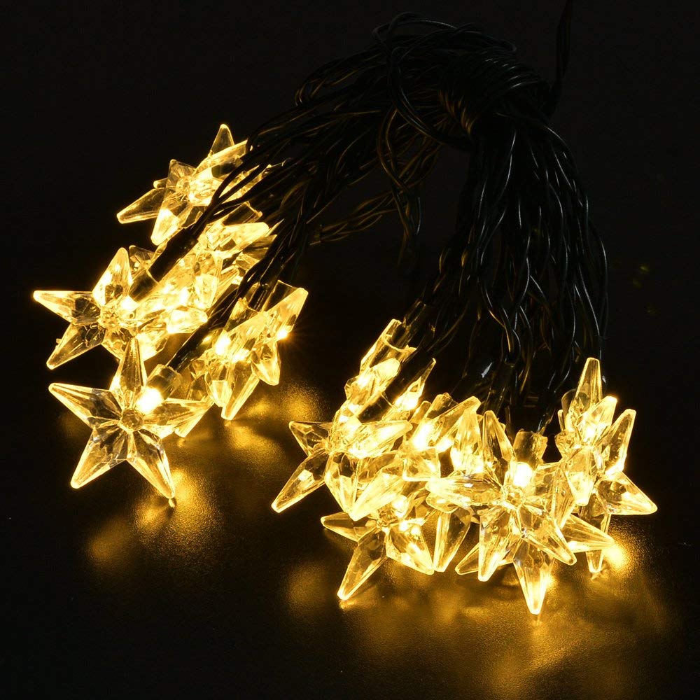 Outdoor Solar String Lights, 6 Meter 20 LED Star String Lights for Garden Patio Party Wedding Birthday Holiday Party Decoration (Warm White) 