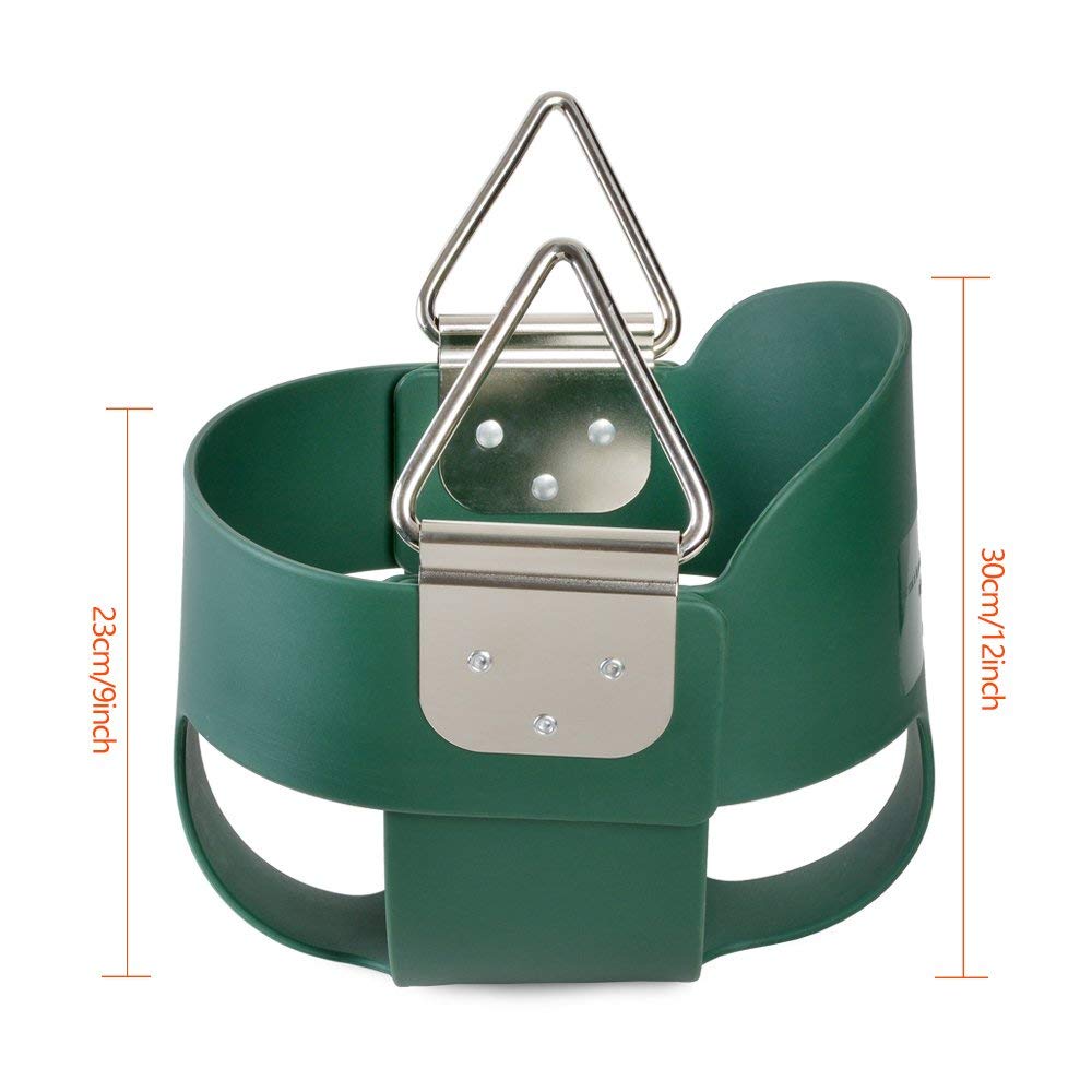 Baby's High Back Full Bucket Toddler Swing Seat With Coated Chain(Green)