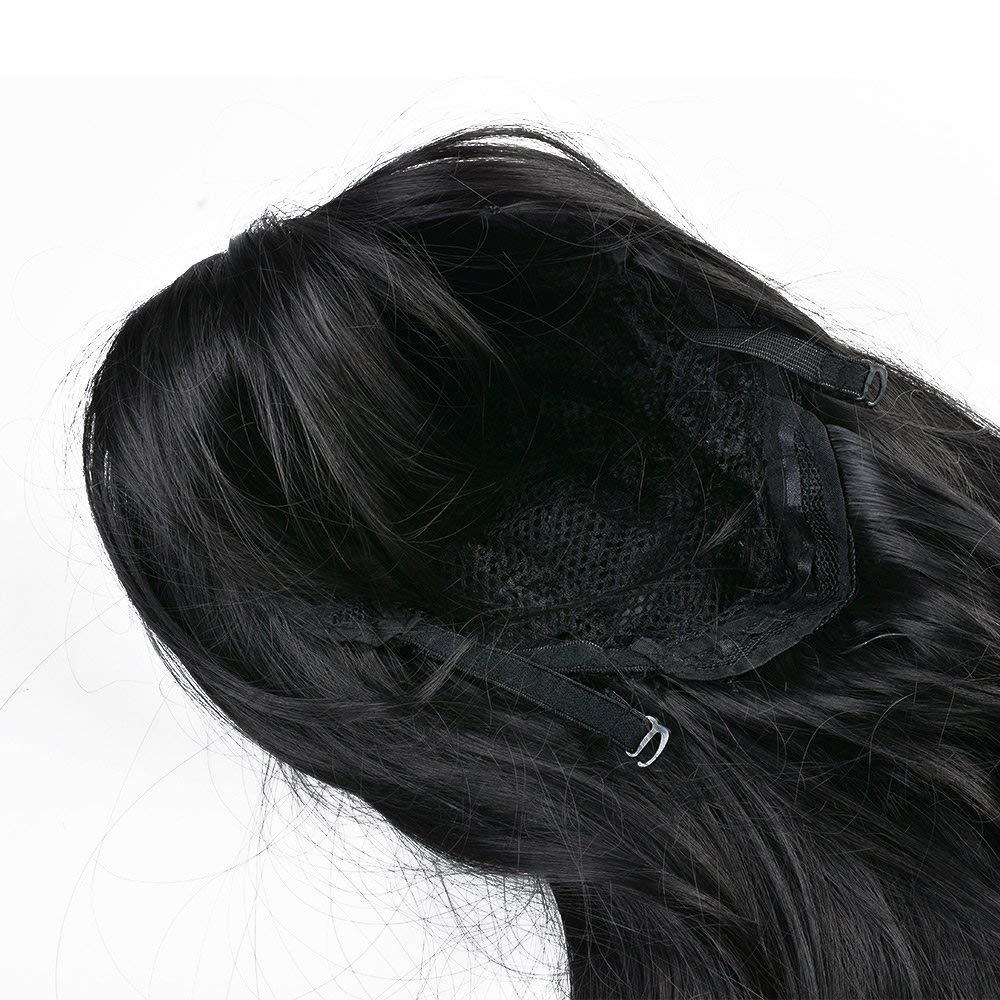 Hair Wigs for Women, Image Long Full Hair Extensions, Curly Wavy Glamour Black Wig with Wig Cap, Wig Comb and Rubber Band