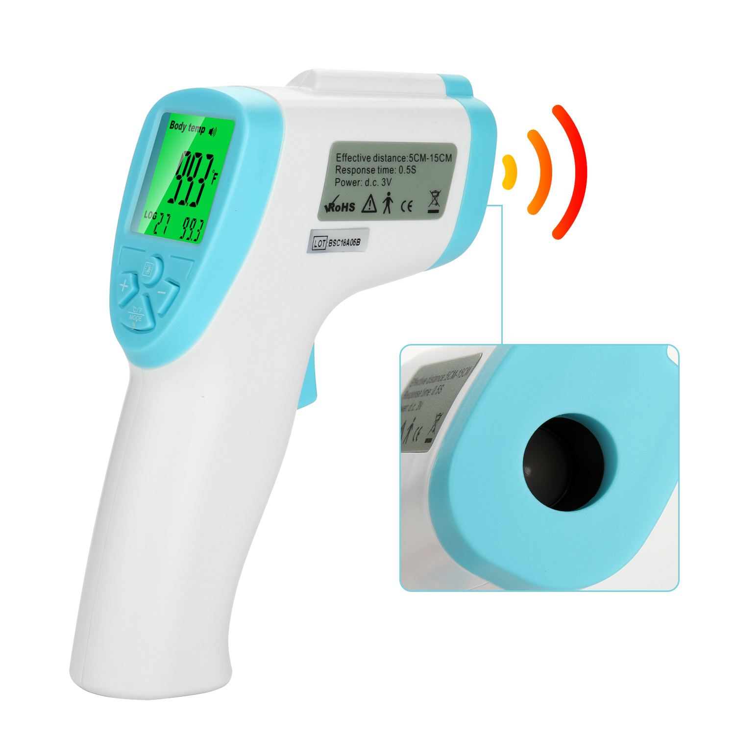 No Touch Forehead Thermometer Infrared IR Baby Body Skin Fever Temporal Measurement