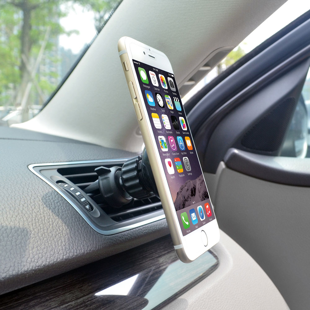 Air Vent Magnetic Phone Mount, Cell Phone Car Mount Holder with Secure & Solid Grip, Universally Compatible, Fits All Vents for iPhone, Samsung, HTC, LG and Motorola, Black