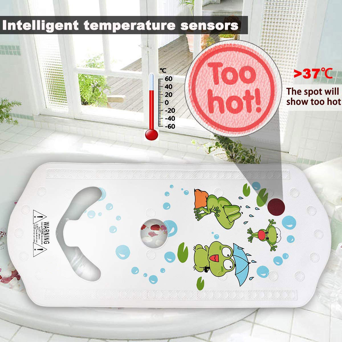 HK Baby Bath Seat Non-Slip Safety Sling Bather with Extra Long Bath Mat 